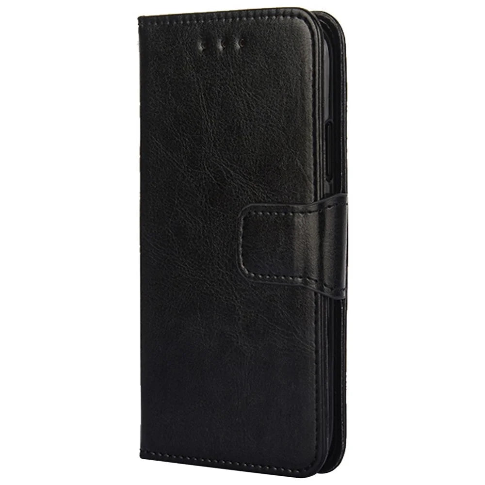For TCL 50 SE Case PU Leather Magnetic Flip Shockproof Folio Phone Cover - Black - 6