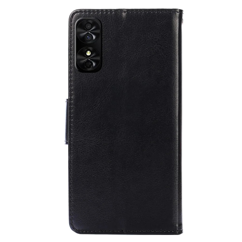 For TCL 50 SE Case PU Leather Magnetic Flip Shockproof Folio Phone Cover - Black - 7