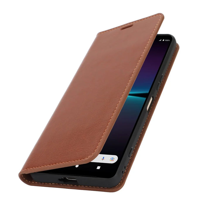 For Sony Xperia 1 VI Case Split Leather Wallet Card Slots Phone Cover Crazy Horse Texture - Light Brown - 6