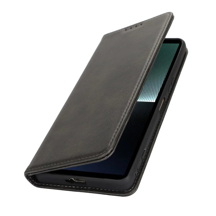 For Sony Xperia 1 VI Case PU Leather Wallet Stand Magnetic Closing Phone Cover - Black - 6