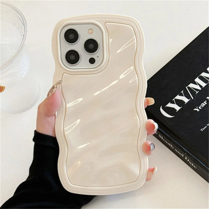 For iPhone 13 Pro Max Case Anti-Scratch TPU Phone Cover with Water Ripple Design - White - 2