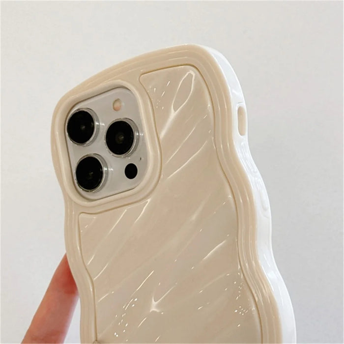 For iPhone 13 Pro Max Case Anti-Scratch TPU Phone Cover with Water Ripple Design - White - 3