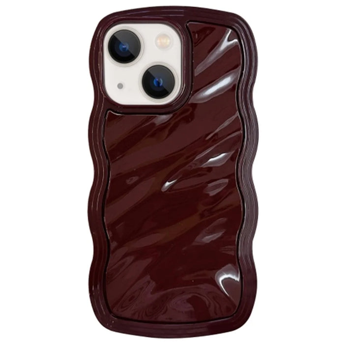 For iPhone 13 TPU Case Water Ripple Wave Frame Protective Phone Cover - Wine Red - 1