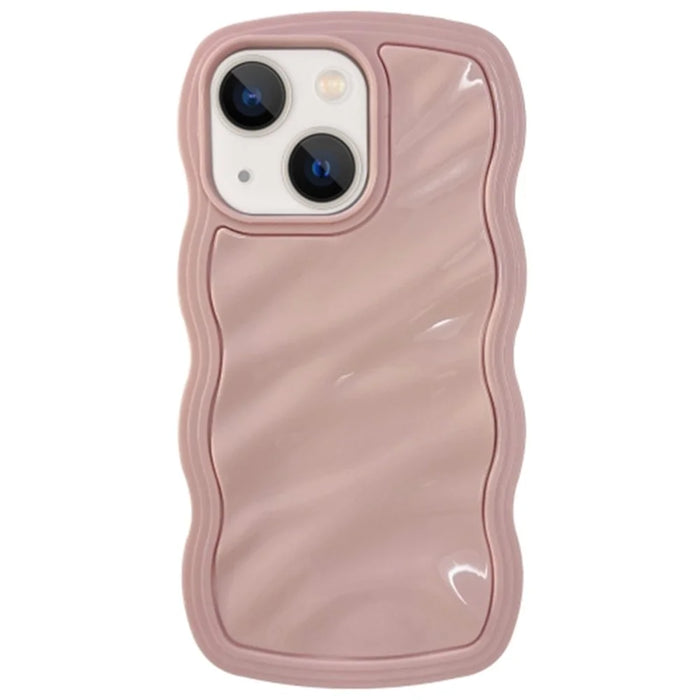 For iPhone 15 TPU Case Wave Frame Water Ripple Mobile Phone Back Cover - Pink - 1