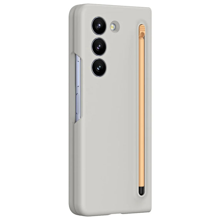 For Galaxy Z Fold6 5G Phone Case Skin-Touch Hard PC Shell with Stylus - Light Grey - 2