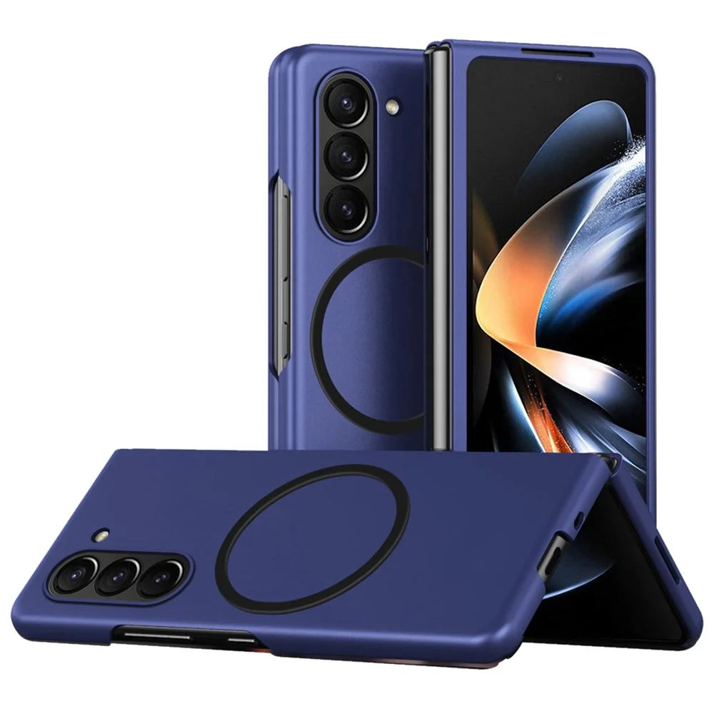 For Samsung Galaxy Z Fold6 5G Magnetic Case Skin-Touch Matte Hard PC Phone Cover - Sapphire - 1
