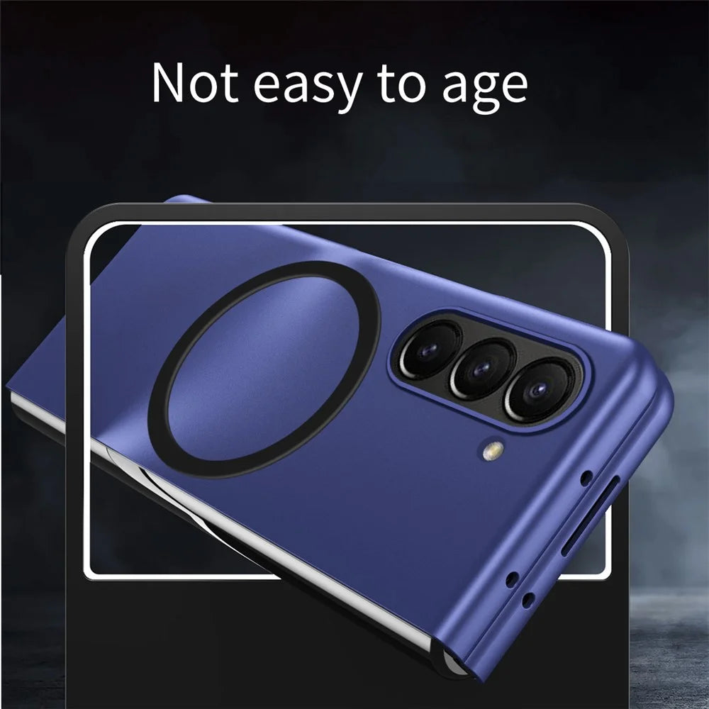 For Samsung Galaxy Z Fold6 5G Magnetic Case Skin-Touch Matte Hard PC Phone Cover - Sapphire - 3
