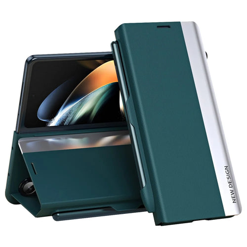 For Samsung Galaxy Z Fold6 5G Case Electroplating Pen Slot Phone Cover with Stylus - Green - 1