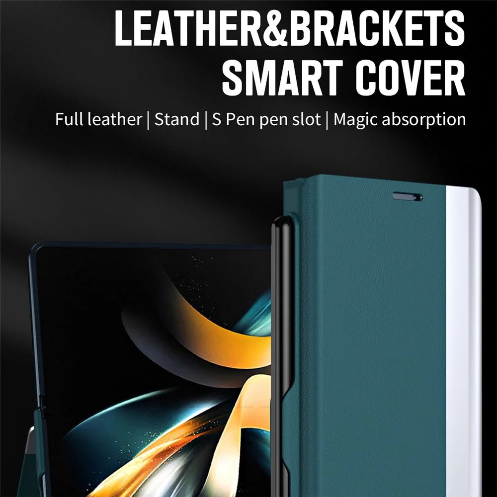 For Samsung Galaxy Z Fold6 5G Case Electroplating Pen Slot Phone Cover with Stylus - Green - 3