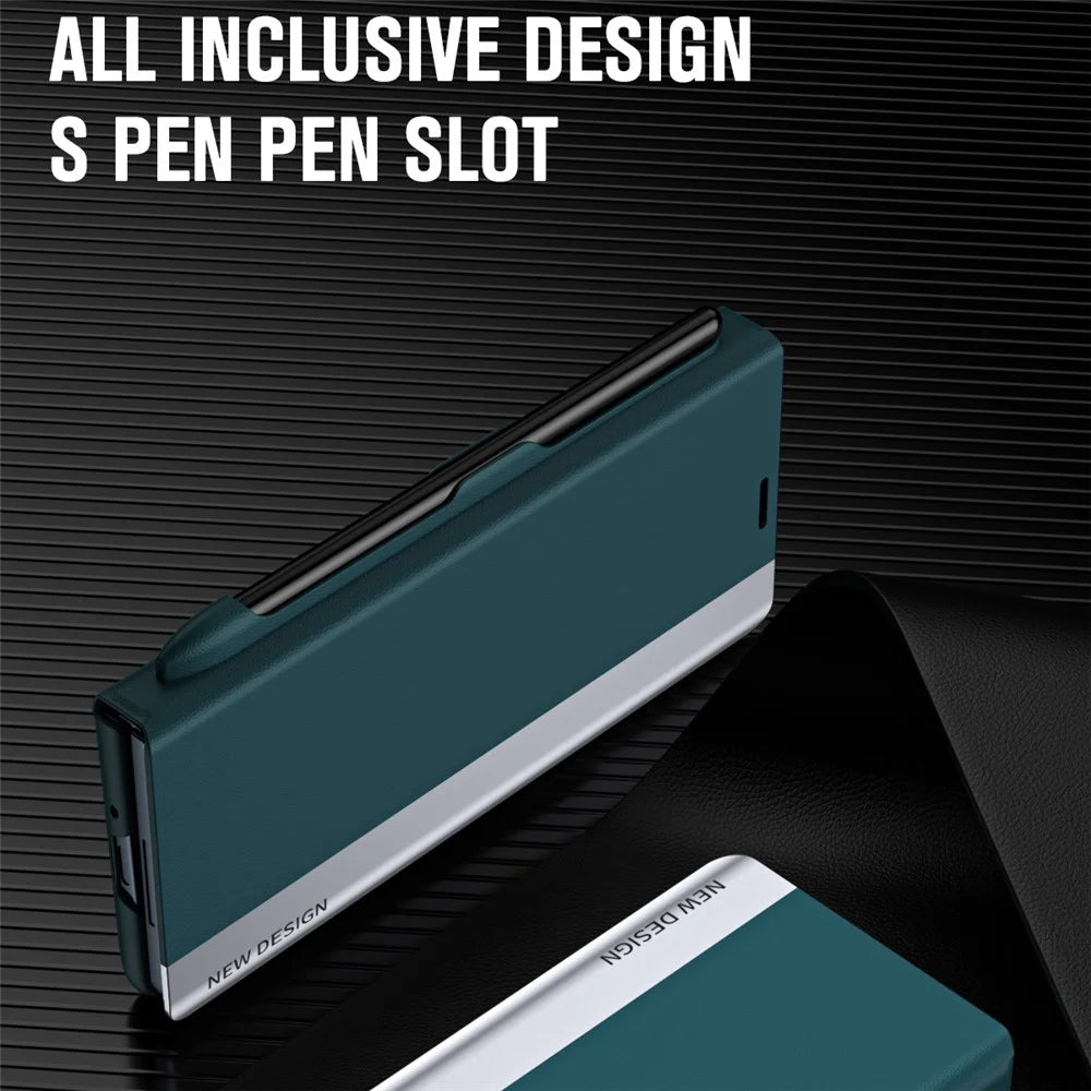For Samsung Galaxy Z Fold6 5G Case Electroplating Pen Slot Phone Cover with Stylus - Green - 5