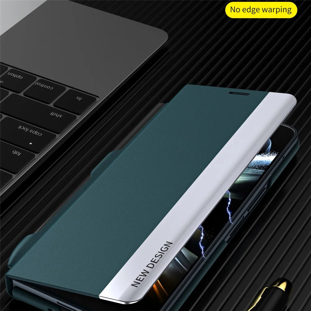 For Samsung Galaxy Z Fold6 5G Case Electroplating Pen Slot Phone Cover with Stylus - Green - 6