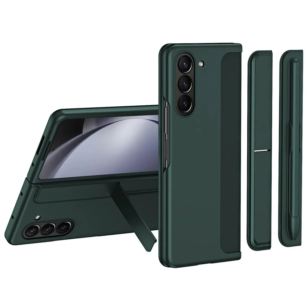 For Samsung Galaxy Z Fold6 5G Case Kickstand Hard PC Slim Phone Cover with Stylus - Green - 1