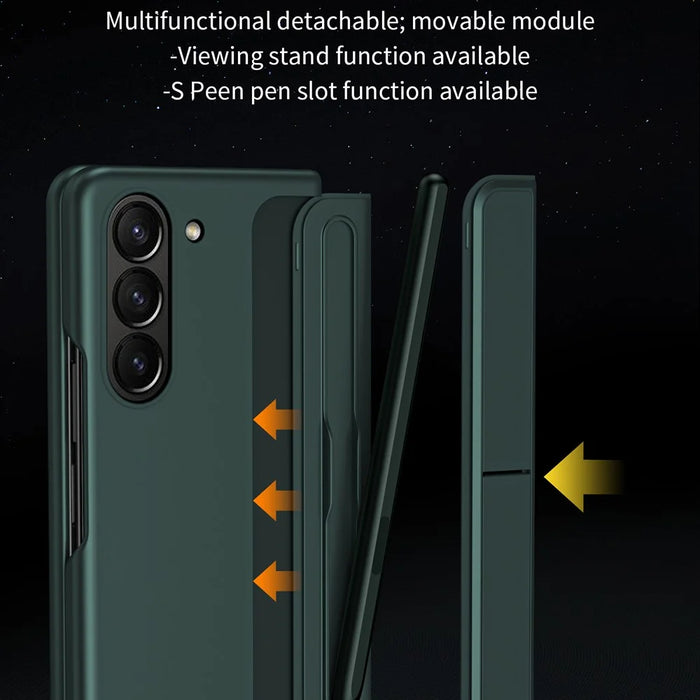 For Samsung Galaxy Z Fold6 5G Case Kickstand Hard PC Slim Phone Cover with Stylus - Green - 3