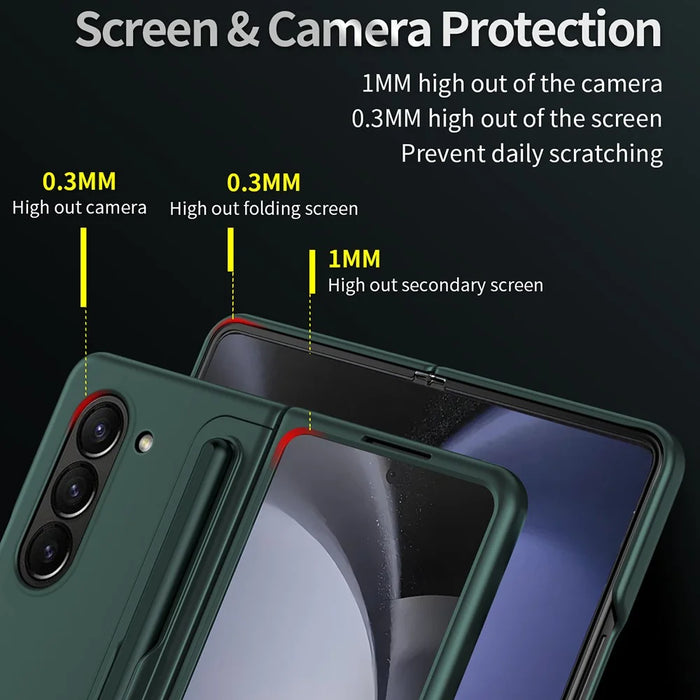 For Samsung Galaxy Z Fold6 5G Case Kickstand Hard PC Slim Phone Cover with Stylus - Green - 4