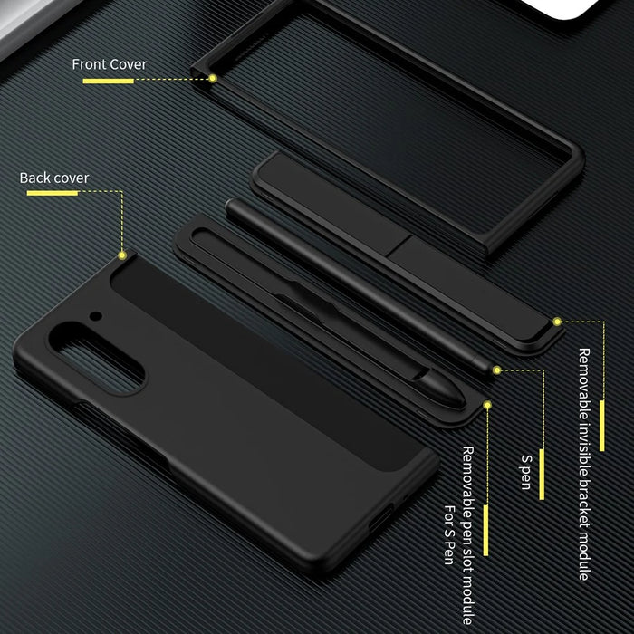 For Samsung Galaxy Z Fold6 5G Case Kickstand Hard PC Slim Phone Cover with Stylus - Green - 7