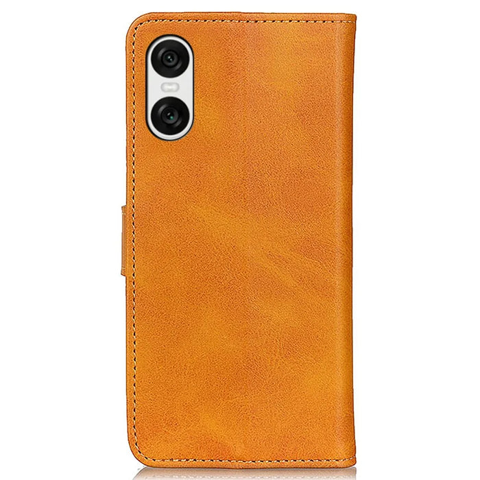 For Sony Xperia 10 VI Case Cowhide Texture Leather + TPU Phone Wallet Cover - Brown - 7