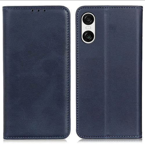 For Sony Xperia 10 VI Protective Case Split Leather Magnetic Closing Wallet Phone Shell - Blue - 1