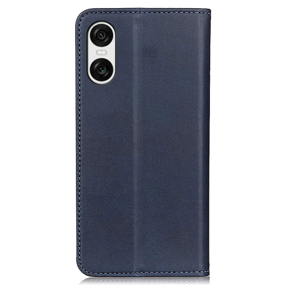 For Sony Xperia 10 VI Protective Case Split Leather Magnetic Closing Wallet Phone Shell - Blue - 7