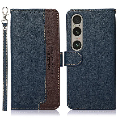 KHAZNEH For Sony Xperia 1 VI Case RFID Blocking Stand Wallet Leather Phone Cover - Blue - 1