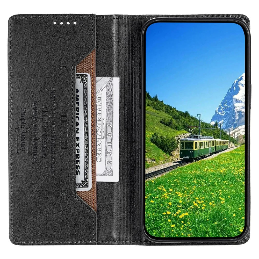 TTUDRCH Style 007 For Samsung Galaxy M55 5G / C55 5G / F55 5G Leather Wallet Case RFID Blocking Phone Cover - Black - 2