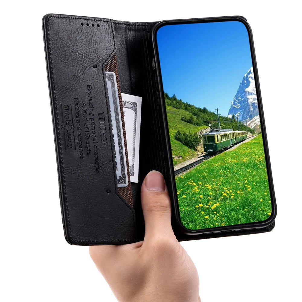 TTUDRCH Style 007 For Samsung Galaxy M55 5G / C55 5G / F55 5G Leather Wallet Case RFID Blocking Phone Cover - Black - 4