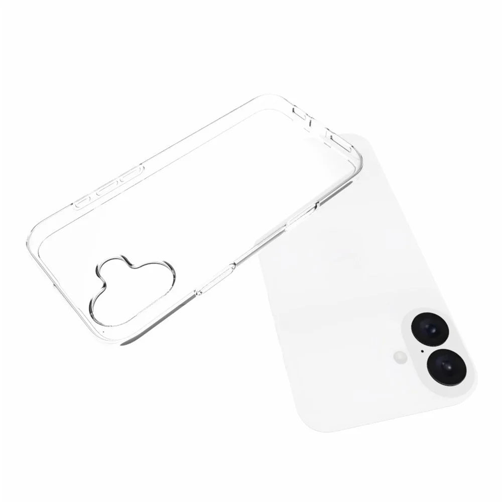 For iPhone 16 Plus Phone Cover Non-Slip TPU Watermark-Free Glossy Clear Case - 7
