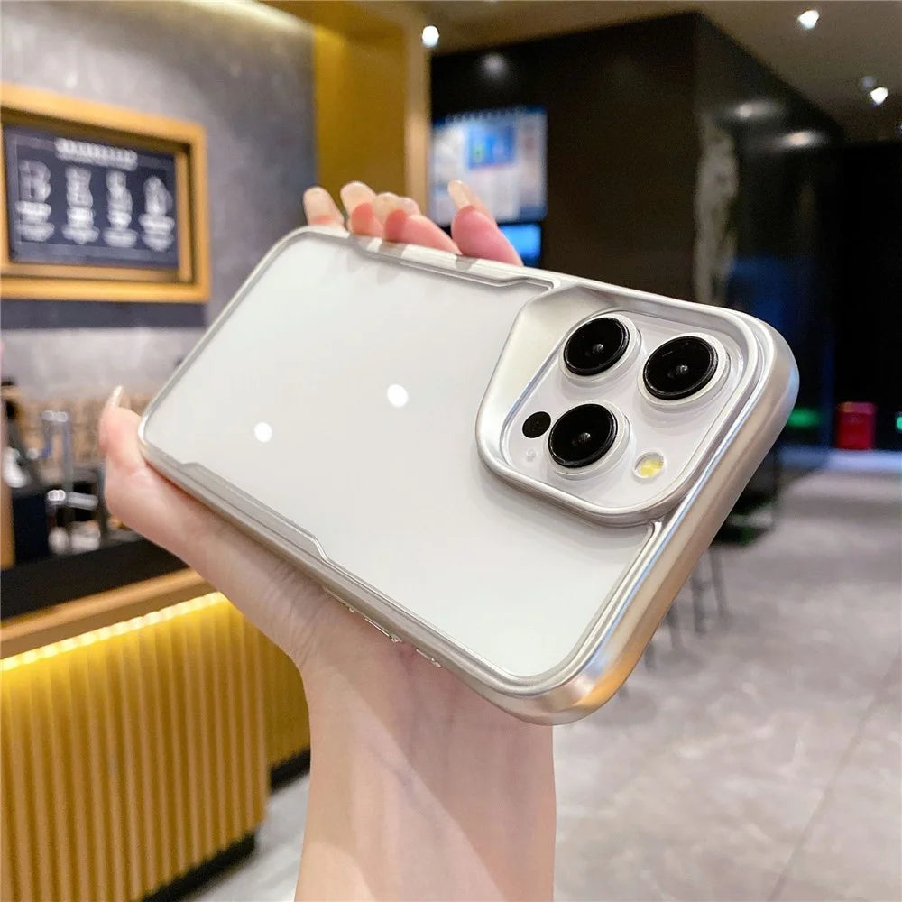 For iPhone 14 Pro Max Clear Case Coloful Frame PC+TPU Protective Phone Cover - Silver - 1