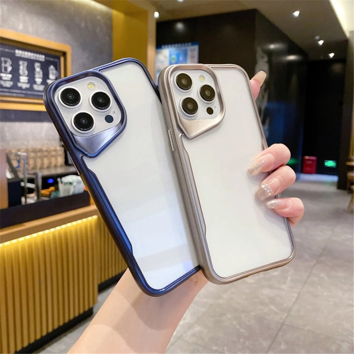 For iPhone 14 Pro Max Clear Case Coloful Frame PC+TPU Protective Phone Cover - Silver - 3