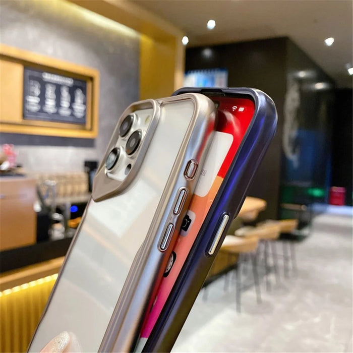 For iPhone 15 Pro Case PC+TPU Clear Back Shockproof Protection Phone Cover - Silver - 4