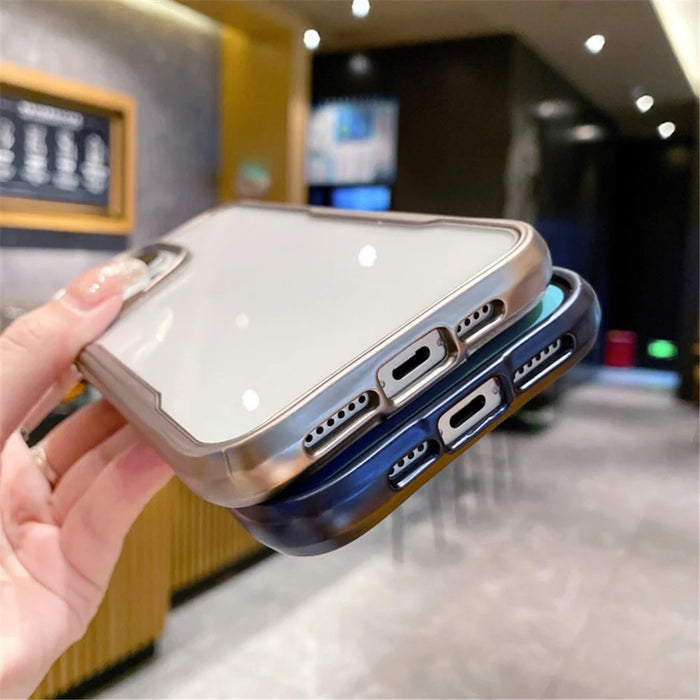 For iPhone 15 Pro Case PC+TPU Clear Back Shockproof Protection Phone Cover - Silver - 5