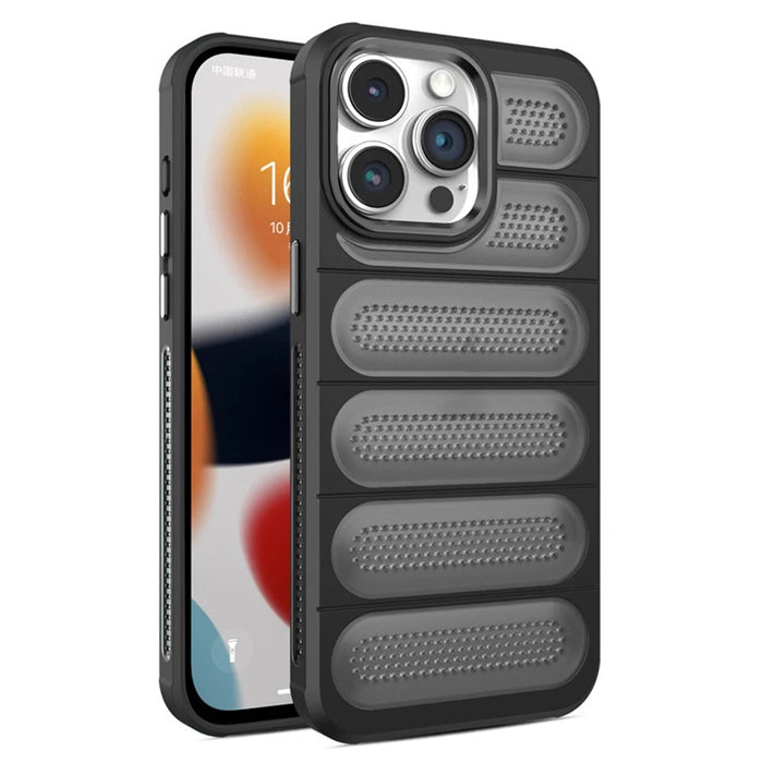 For iPhone 13 Pro Case Heat Dissipation PC+TPU Matte Phone Cover - Black - 1