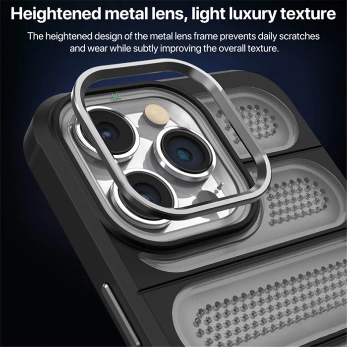 For iPhone 13 Pro Case Heat Dissipation PC+TPU Matte Phone Cover - Black - 2