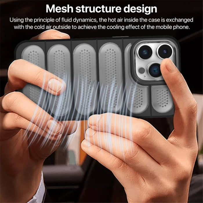 For iPhone 13 Pro Case Heat Dissipation PC+TPU Matte Phone Cover - Black - 5
