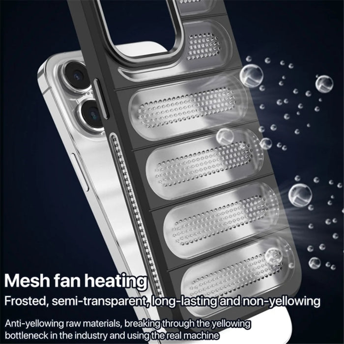 For iPhone 13 Pro Case Heat Dissipation PC+TPU Matte Phone Cover - Black - 6