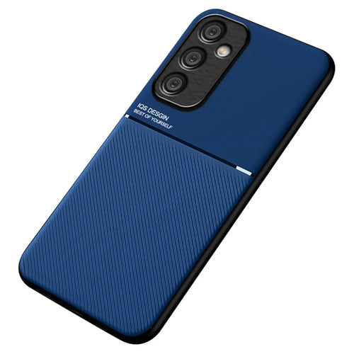 For Samsung Galaxy A35 5G Phone Cover Anti-scratch Back Case with Magnetic Holder Metal Sheet - Blue - 1