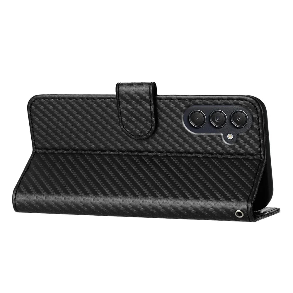 YX0070 For Samsung Galaxy M55 5G / C55 5G / F55 5G Wallet Case Carbon Fiber Texture Leather Phone Cover - Black - 4