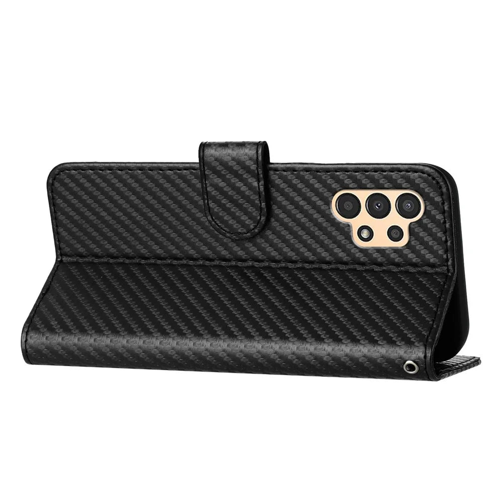 YX0070 For Samsung Galaxy A13 5G / A13 4G Phone Case   Carbon Fiber Texture Leather Flip Cover - Black - 4