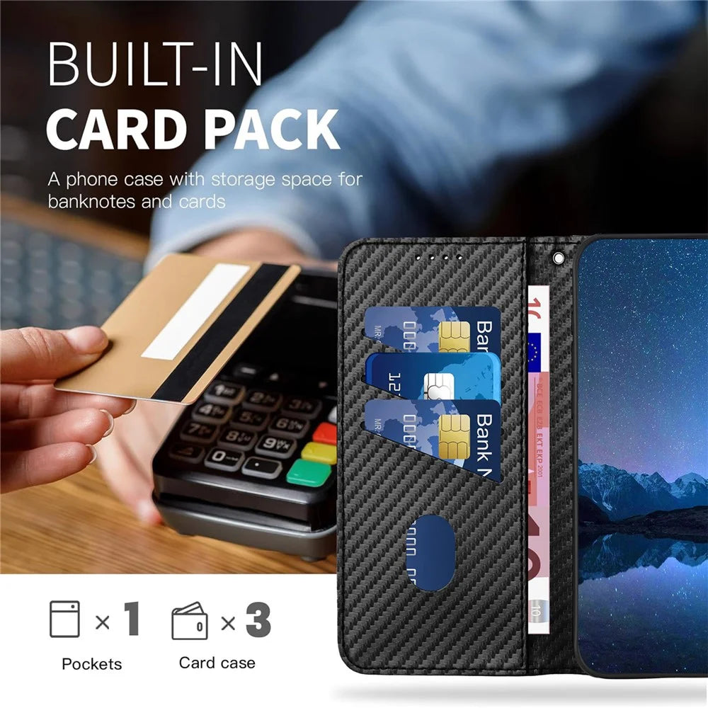 YX0070 For Samsung Galaxy A13 5G / A13 4G Phone Case   Carbon Fiber Texture Leather Flip Cover - Black - 6