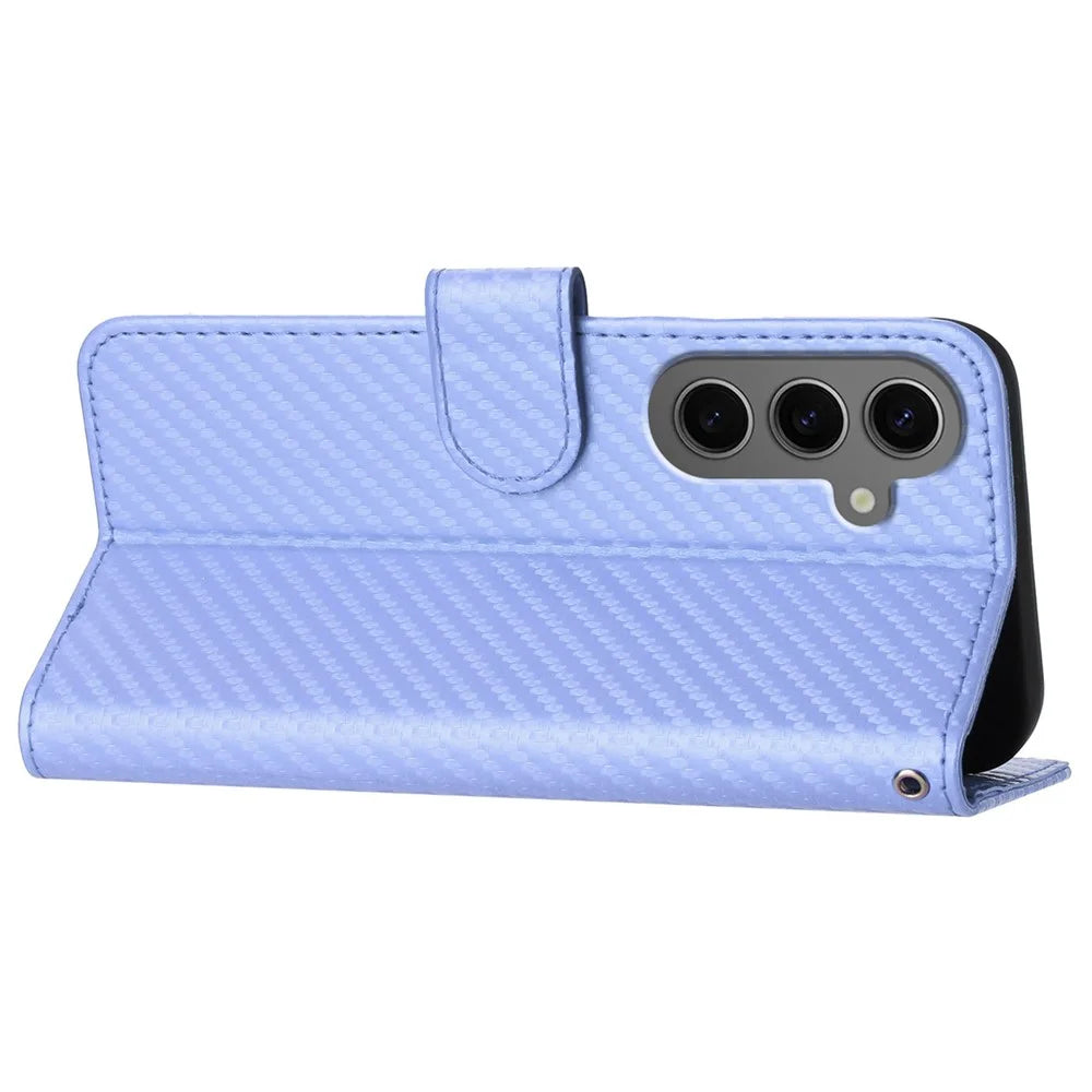 YX0070 For Samsung Galaxy S24+ Case Carbon Fiber Texture Wallet Leather Phone Cover - Light Purple - 4
