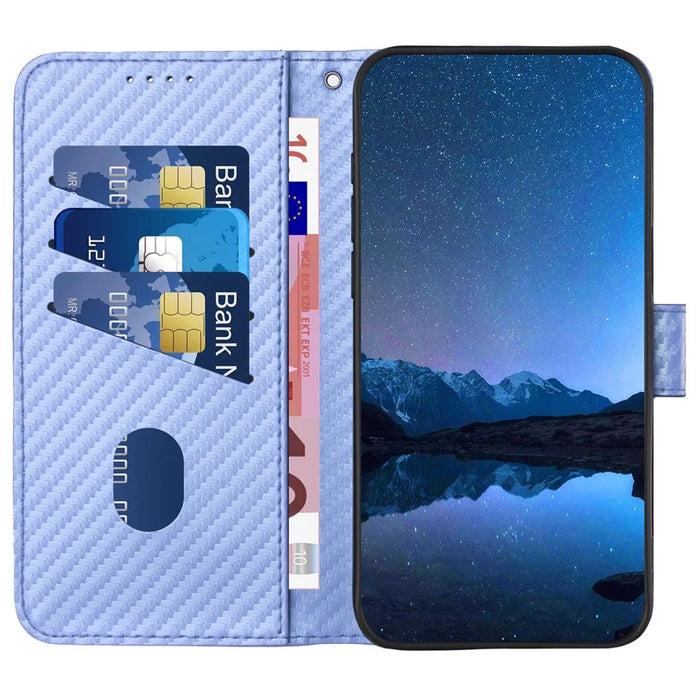 YX0070 For Google Pixel 8a Case Carbon Fiber Texture Shockproof Leather Phone Cover with Wallet - Light Purple - 2