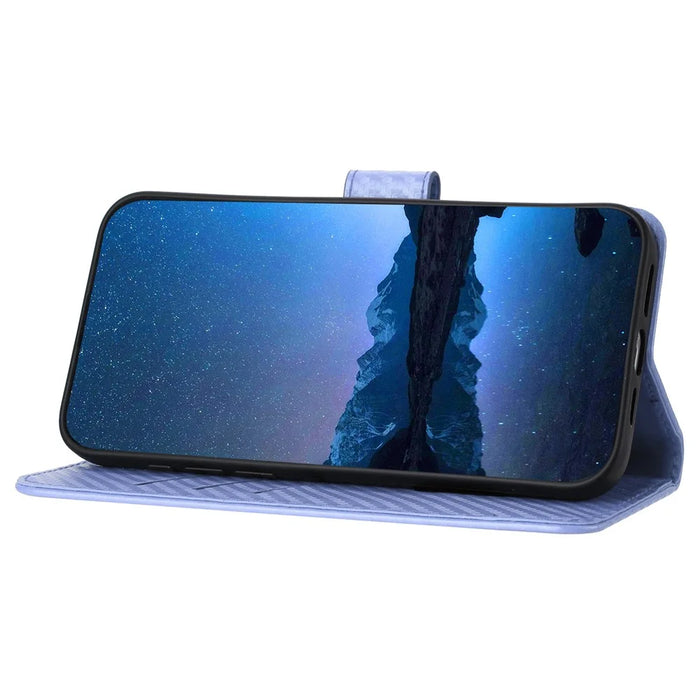 YX0070 For Google Pixel 8a Case Carbon Fiber Texture Shockproof Leather Phone Cover with Wallet - Light Purple - 3