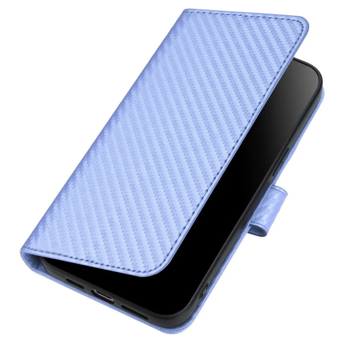 YX0070 For Google Pixel 9 / Pixel 9 Pro Phone Cover Wallet   Carbon Fiber Texture PU Leather Phone Case - Light Purple - 5