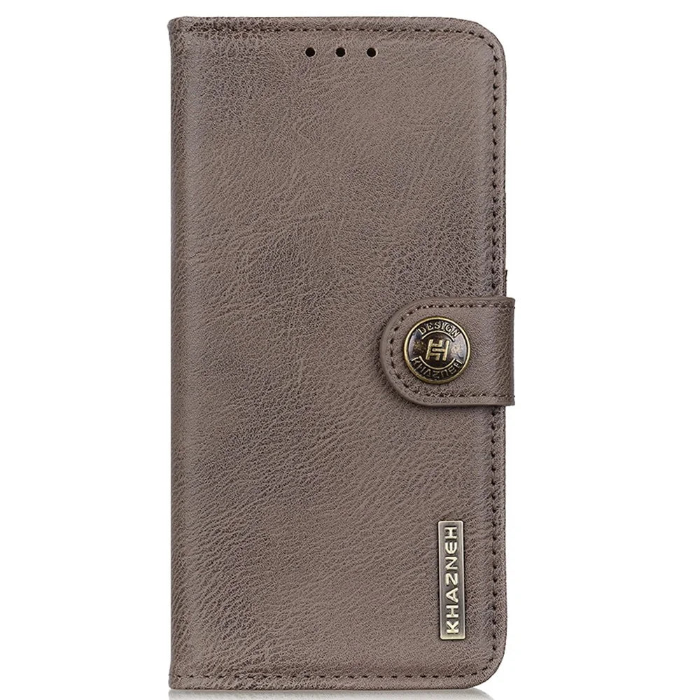 KHAZNEH For Sony Xperia 10 VI Leather Wallet Case Cowhide Texture Phone Cover - Khaki - 7