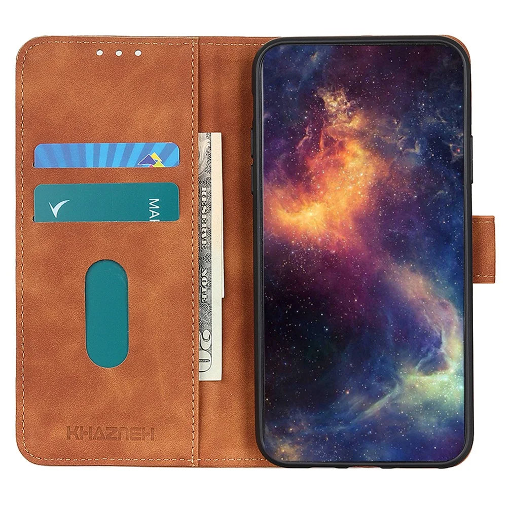 KHAZNEH For Sony Xperia 10 VI Case Retro Leather Stand Folio Phone Cover - Brown - 3