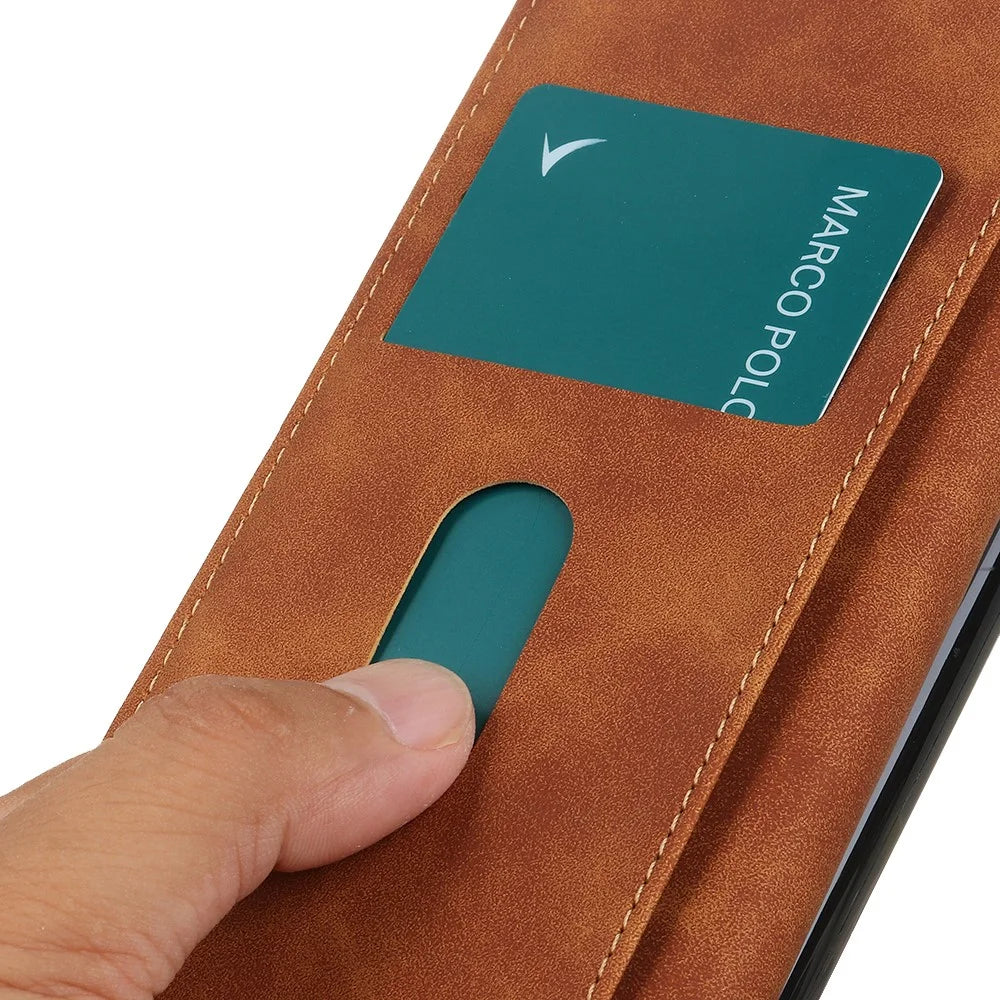 KHAZNEH For Sony Xperia 10 VI Case Retro Leather Stand Folio Phone Cover - Brown - 7