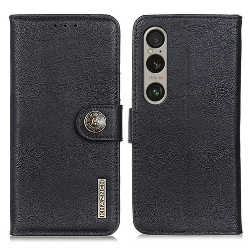 KHAZNEH For Sony Xperia 1 VI Magnetic Phone Case Wallet Cowhide Texture Drop Protection Cover - Black - 1