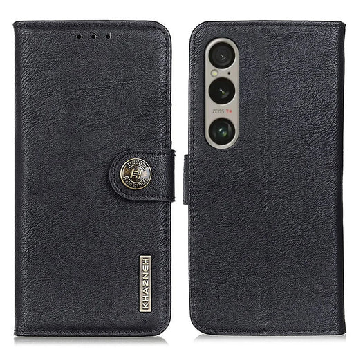 KHAZNEH For Sony Xperia 1 VI Magnetic Phone Case Wallet Cowhide Texture Drop Protection Cover - Black - 1