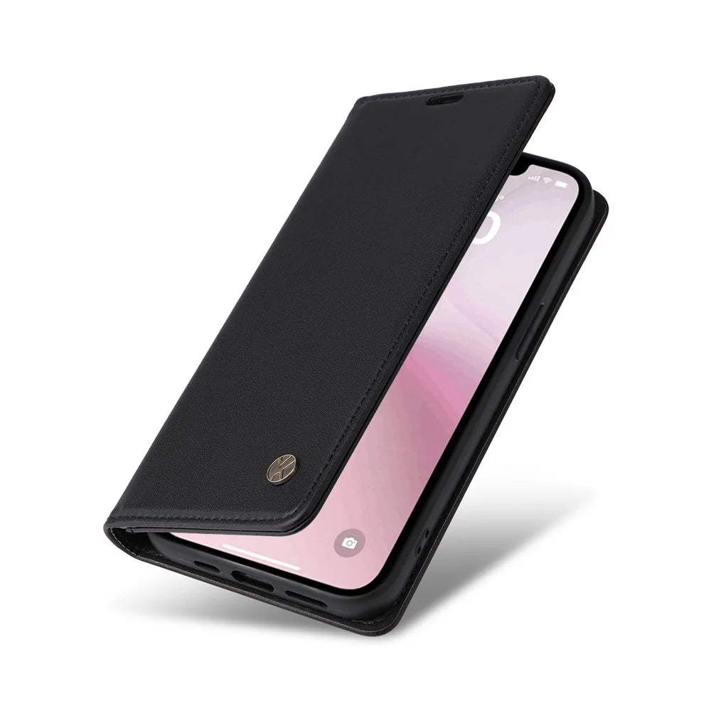 YIKATU YK-001 For iPhone 17e / 16e Case Stand Wallet PU Leather Phone Cover - Black - 4