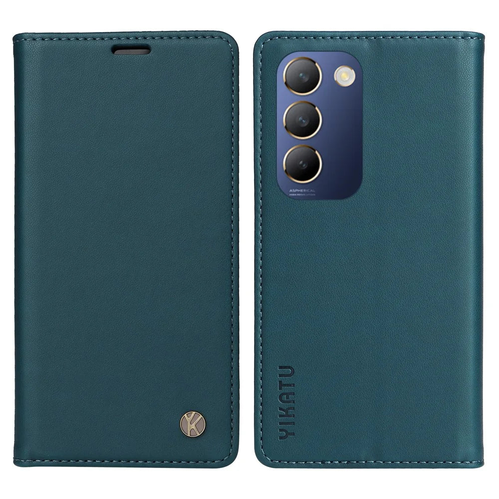YIKATU YK-001 For vivo V40 SE 5G / Y100 5G (Indonesia) / Y200e 5G / V30 Lite 5G (India) PU Leather Cover - Green - 1