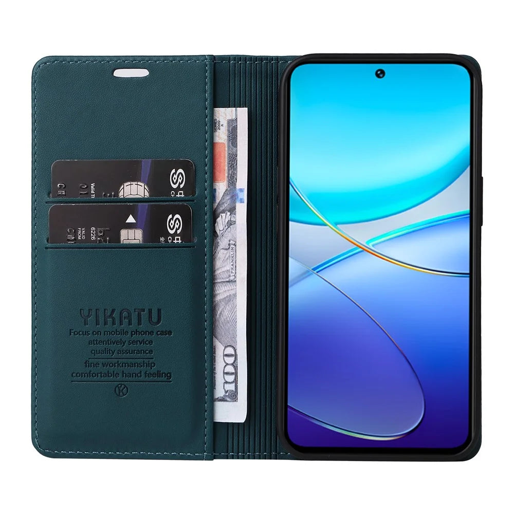 YIKATU YK-001 For vivo V40 SE 5G / Y100 5G (Indonesia) / Y200e 5G / V30 Lite 5G (India) PU Leather Cover - Green - 2
